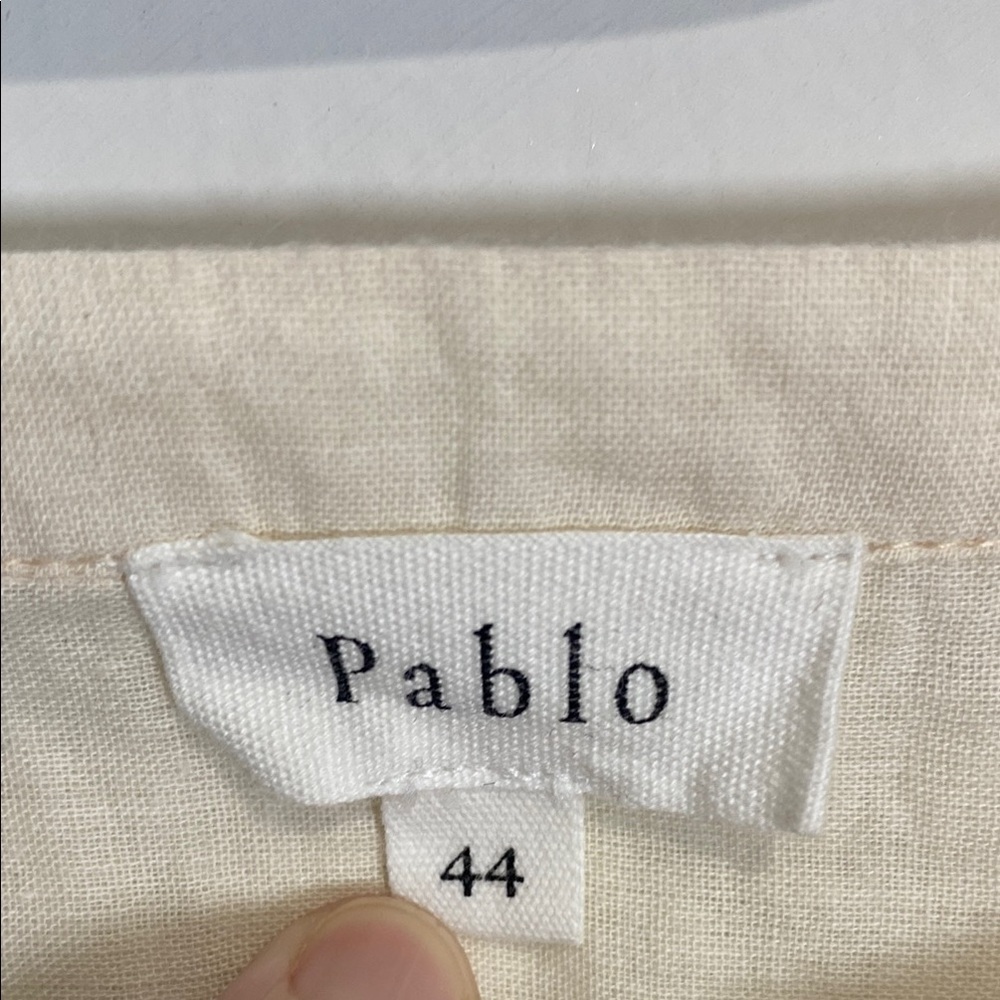 Pablo Cream Relaxed 100% Cotton Button Down Blouse Crocheted- French Importation - Picture 3 of 9
